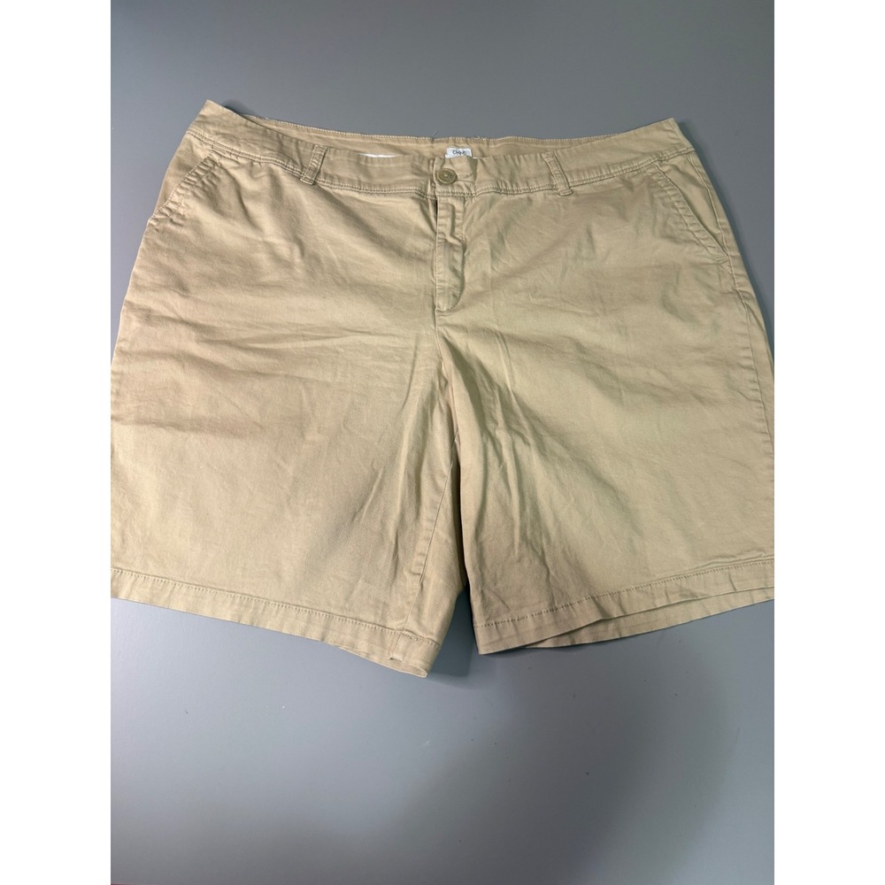 Liz Claiborne Woman Tan Khaki Chino Shorts Size 20W Stretch Cotton Mid Rise